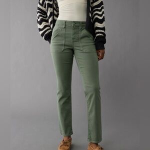 american eagle, baggy green cargo jeans, size 4